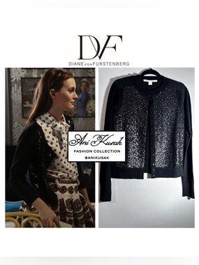 Diane Von Furstenberg Mayse-Bis Sequin Cardigan ASO Blair Waldorf